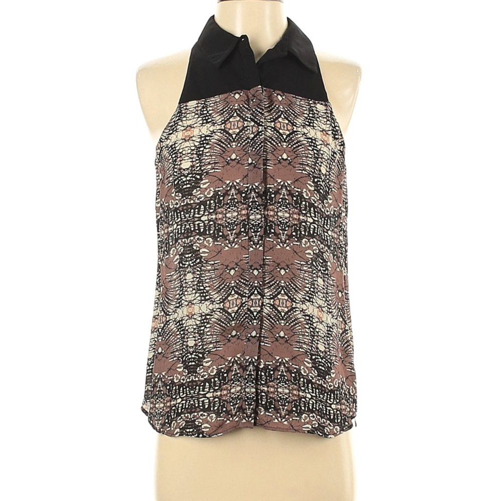 Rare A.L.C. Silk Collared Tie Dye Sleeveless Shirt